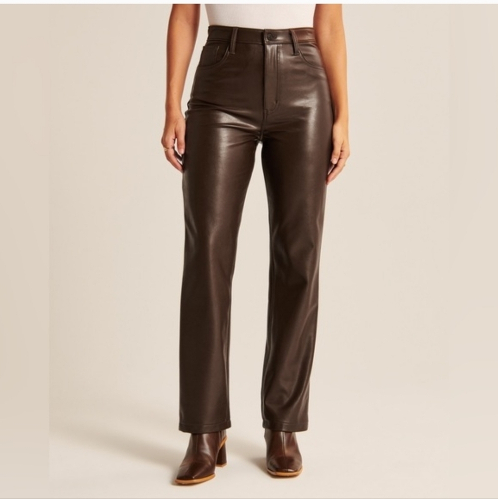 brown leather abercrombie & fitch The '90s straight Ultra high rise Pants